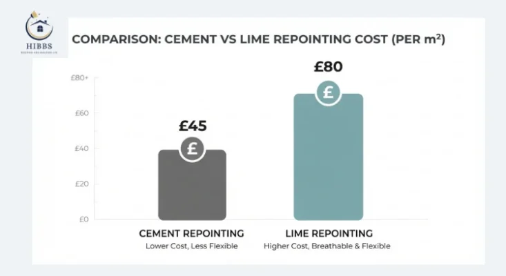 Cost comparison between lime mortar and cement mortar repointing