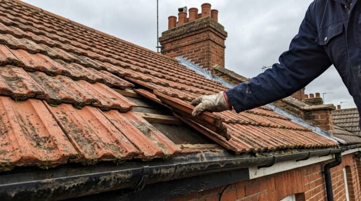 Hibbs roofer fixing clay roof tile