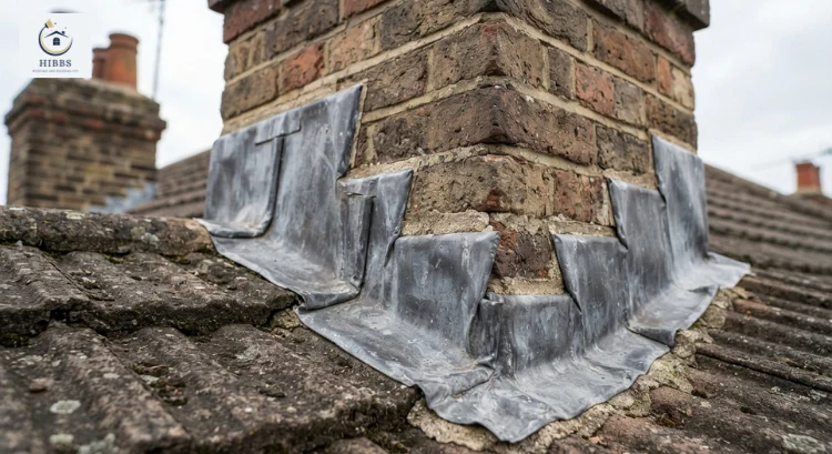 lead flashing on brick chimney