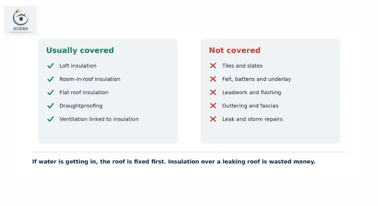 What roof insulation grants cover and what they do not
