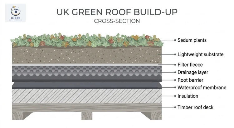UK Green roof build up